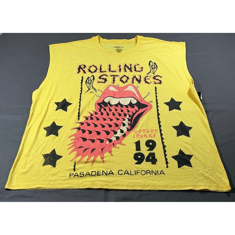 Rolling Stones Voodoo Lounge 1994 Pasadena Tank Top Mens 2XL Yellow TRQ022AMNWT